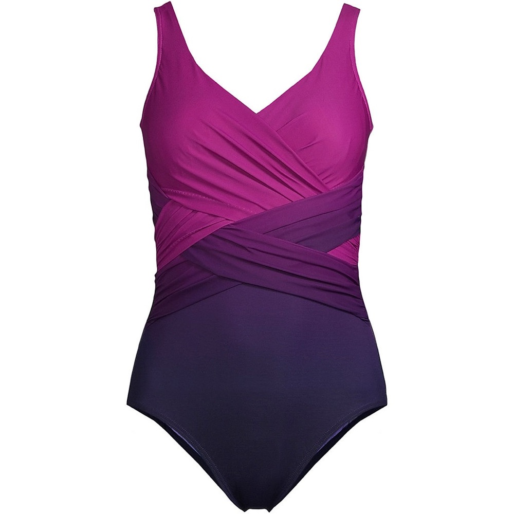 Chic Magenta and Purple One-Piece Swimsuit